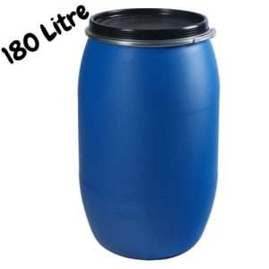 180 litre open top blue HDPE plastic drums